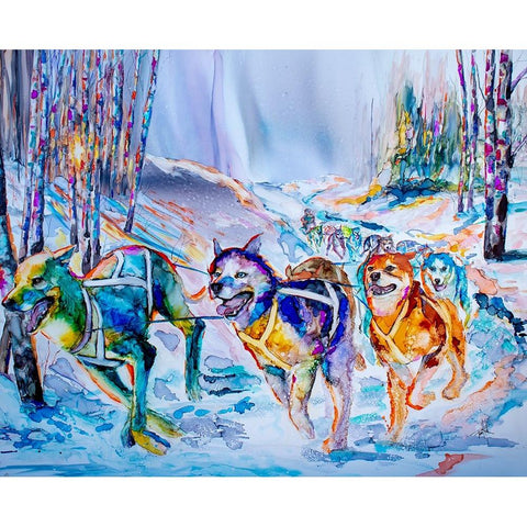 Paws in Motion White Modern Wood Framed Art Print by Art by Leslie Franklin