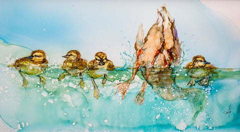 Wheres Mommy Black Ornate Wood Framed Art Print with Double Matting by Art by Leslie Franklin