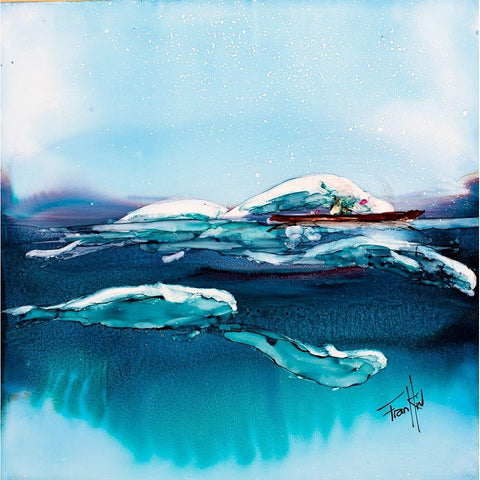 Beluga Escort White Modern Wood Framed Art Print by Art by Leslie Franklin