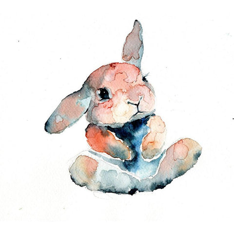 Color Trend sitting bunny Black Modern Wood Framed Art Print by Art by Leslie Franklin