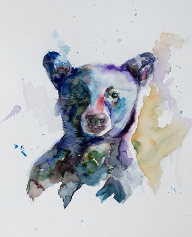 Black Bear Black Ornate Wood Framed Art Print with Double Matting by Art by Leslie Franklin