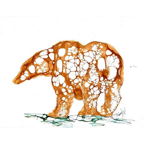 Cellular Bear (2) White Modern Wood Framed Art Print by Art by Leslie Franklin