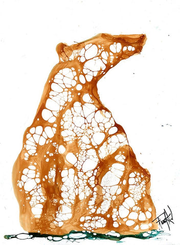 Cellular Bear 2 Black Ornate Wood Framed Art Print with Double Matting by Art by Leslie Franklin