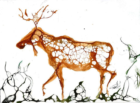 Cellular Moose Black Ornate Wood Framed Art Print with Double Matting by Art by Leslie Franklin