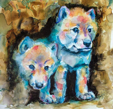 Double Debut White Modern Wood Framed Art Print with Double Matting by Art by Leslie Franklin