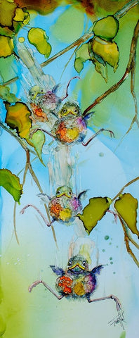 Free Falling Black Ornate Wood Framed Art Print with Double Matting by Art by Leslie Franklin