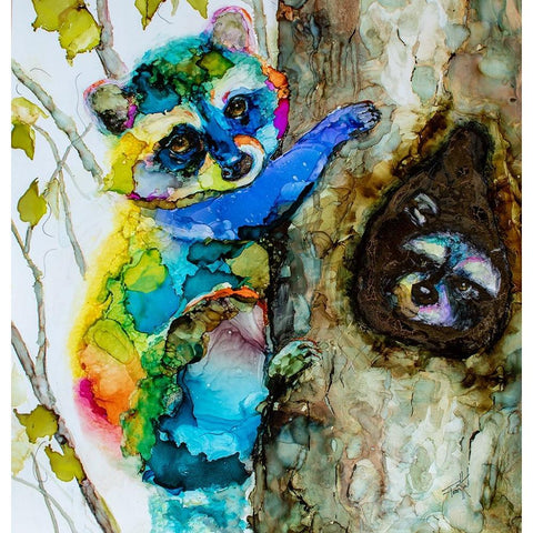 Hide And See Black Modern Wood Framed Art Print with Double Matting by Art by Leslie Franklin