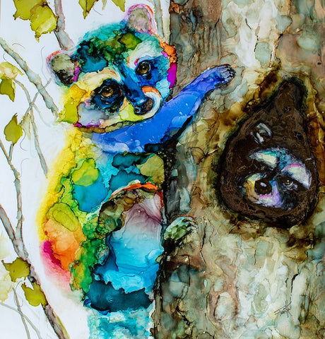 Hide And See White Modern Wood Framed Art Print with Double Matting by Art by Leslie Franklin