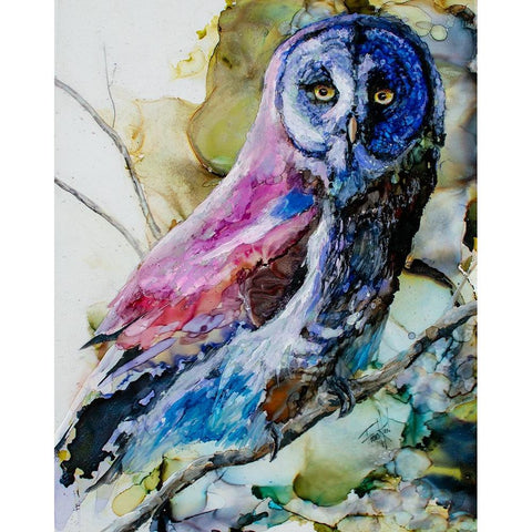 Im Owl Right White Modern Wood Framed Art Print by Art by Leslie Franklin