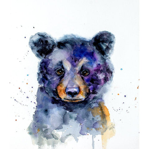 Nursery Black Bear White Modern Wood Framed Art Print by Art by Leslie Franklin