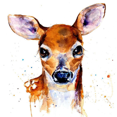 Nursery Fawn Gold Ornate Wood Framed Art Print with Double Matting by Art by Leslie Franklin