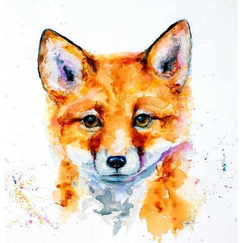 Nursery Fox White Modern Wood Framed Art Print by Art by Leslie Franklin