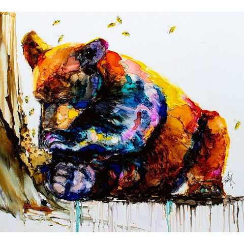 Show Me The Honey Black Modern Wood Framed Art Print by Art by Leslie Franklin