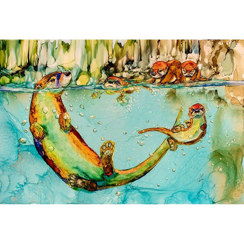 Some Are Braver Than Otters White Modern Wood Framed Art Print by Art by Leslie Franklin