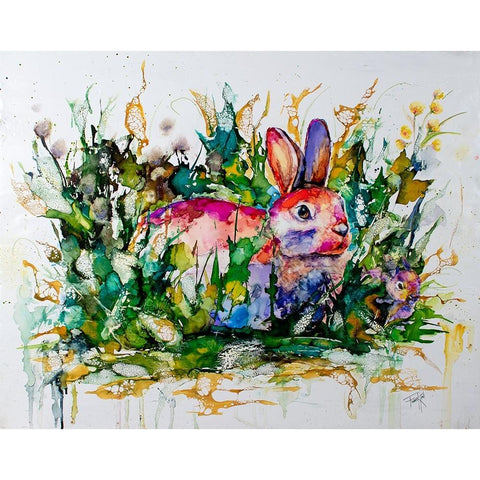 Some Bunnys Hiding White Modern Wood Framed Art Print by Art by Leslie Franklin
