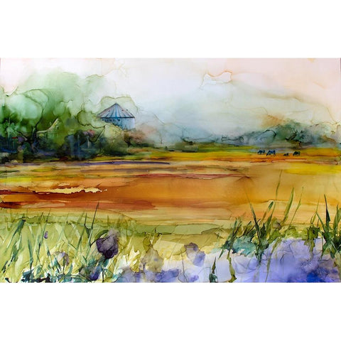 Somewhere On The Prairies Black Modern Wood Framed Art Print with Double Matting by Art by Leslie Franklin