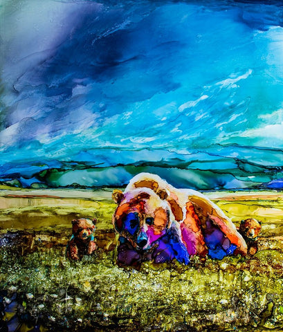 The Field Trip White Modern Wood Framed Art Print with Double Matting by Art by Leslie Franklin