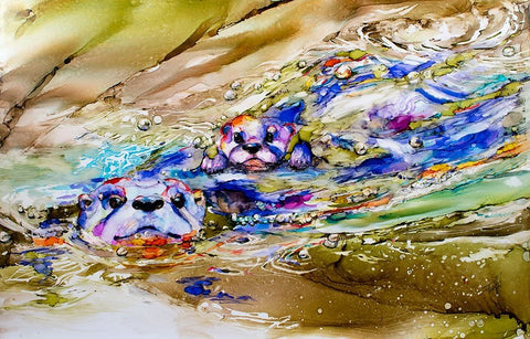 Wotter Lessons White Modern Wood Framed Art Print with Double Matting by Art by Leslie Franklin