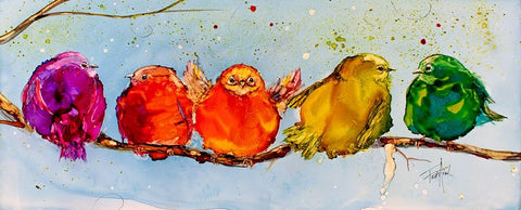 We All Went Out On A Limb White Modern Wood Framed Art Print with Double Matting by Art by Leslie Franklin