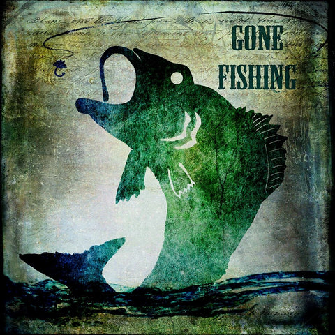 Gone Fishing White Modern Wood Framed Art Print with Double Matting by LightBoxJournal