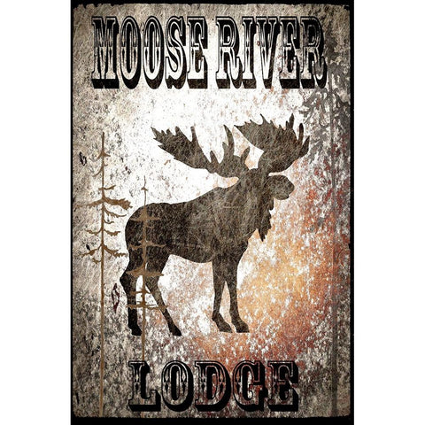 Lodge Moose River Lodge White Modern Wood Framed Art Print by LightBoxJournal