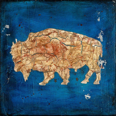Lodge Pole Pine Bison Black Modern Wood Framed Art Print with Double Matting by LightBoxJournal