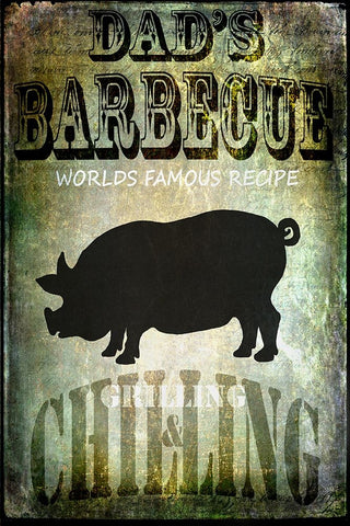 Dads BBQ White Modern Wood Framed Art Print with Double Matting by LightBoxJournal