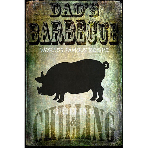 Dads BBQ Black Modern Wood Framed Art Print by LightBoxJournal