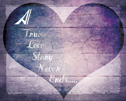 A True Love Story Never Ends Black Ornate Wood Framed Art Print with Double Matting by LightBoxJournal