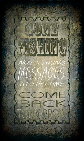 Gone Fishing Come Back Tomorrow White Modern Wood Framed Art Print with Double Matting by LightBoxJournal