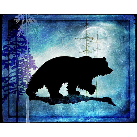 Midnight Bear Black Modern Wood Framed Art Print by LightBoxJournal