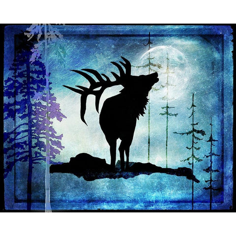 Midnight Elk Black Modern Wood Framed Art Print by LightBoxJournal