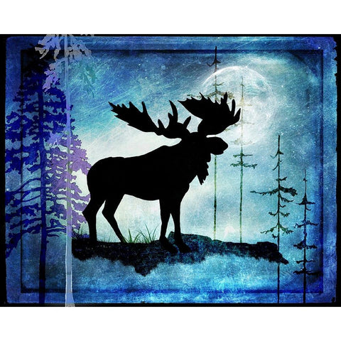 Midnight Moose Black Modern Wood Framed Art Print by LightBoxJournal