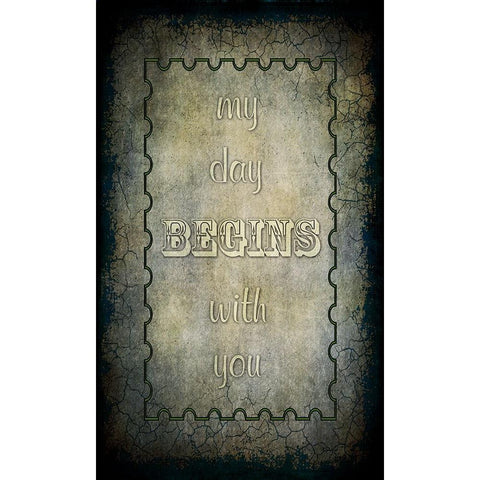 My Day Begins With You Gold Ornate Wood Framed Art Print with Double Matting by LightBoxJournal