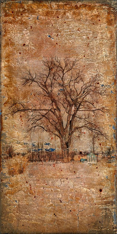 Autumn Tree Duo White Modern Wood Framed Art Print with Double Matting by LightBoxJournal