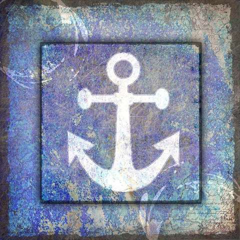 Beach House Anchor Black Modern Wood Framed Art Print with Double Matting by LightBoxJournal