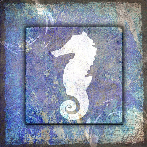 Beach House Sea Horse Gold Ornate Wood Framed Art Print with Double Matting by LightBoxJournal