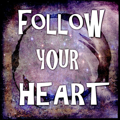 Cosmic - Follow Your Heart White Modern Wood Framed Art Print with Double Matting by LightBoxJournal