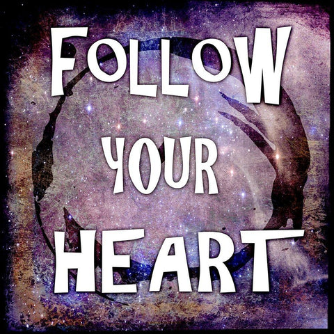 Cosmic - Follow Your Heart Black Modern Wood Framed Art Print with Double Matting by LightBoxJournal