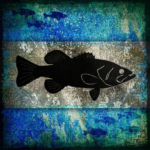 Fishing Rules Bass Black Modern Wood Framed Art Print with Double Matting by LightBoxJournal