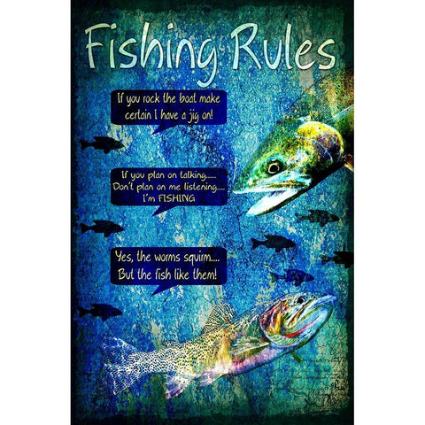 Fishing Rules White Modern Wood Framed Art Print by LightBoxJournal