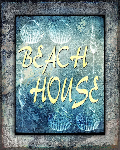 Hello Beach House White Modern Wood Framed Art Print with Double Matting by LightBoxJournal