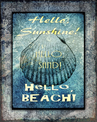 Hello Beach Black Ornate Wood Framed Art Print with Double Matting by LightBoxJournal