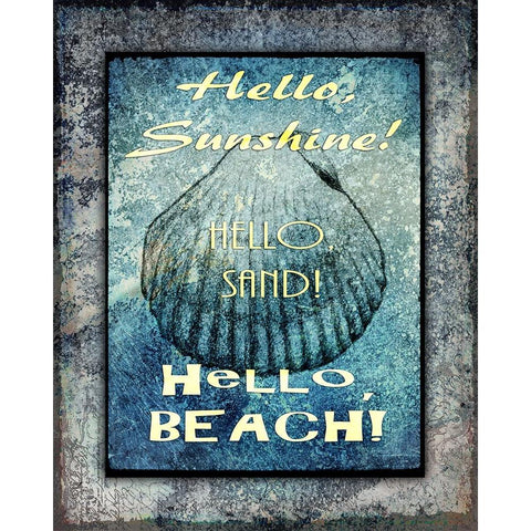 Hello Beach Gold Ornate Wood Framed Art Print with Double Matting by LightBoxJournal