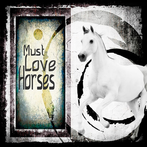 Must Love Horses Black Ornate Wood Framed Art Print with Double Matting by LightBoxJournal