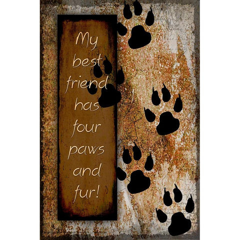 Your True Friend Has Four Paws Gold Ornate Wood Framed Art Print with Double Matting by LightBoxJournal