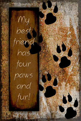 Your True Friend Has Four Paws Black Ornate Wood Framed Art Print with Double Matting by LightBoxJournal