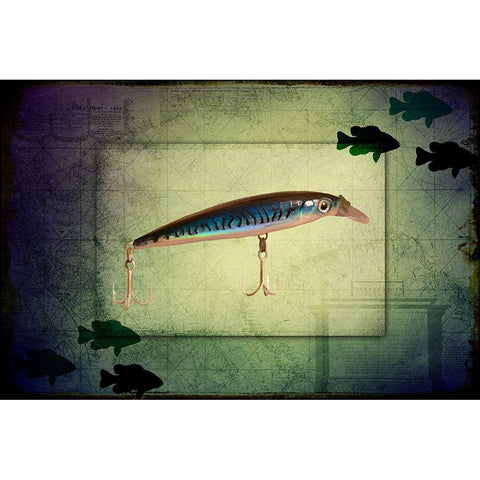 Fishing - Deep Blue Black Modern Wood Framed Art Print with Double Matting by LightBoxJournal