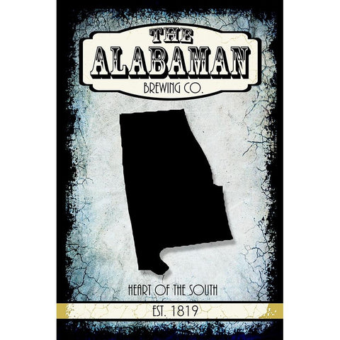 States Brewing Co_Alabama White Modern Wood Framed Art Print by LightBoxJournal