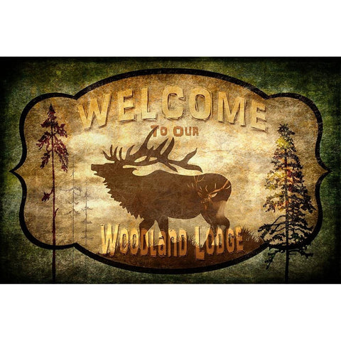 Welcome_Lodge Elk White Modern Wood Framed Art Print by LightBoxJournal